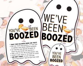 You've Been Boozed, Halloween Drink Sign, Halloween Cocktail, Printable Halloween Signs, Boozed Sign, Boo Printable, Instant Download