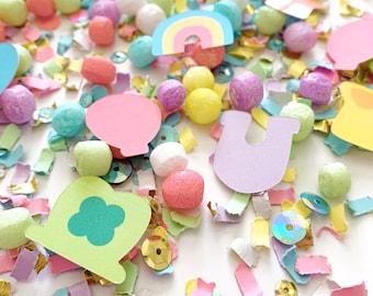 Piège à lutin, confettis porte-bonheur, fête de la Saint-Patrick pour enfants, Saint-Patrick pour tout-petit, confettis arc-en-ciel pastel, fausses céréales, poisson d'avril