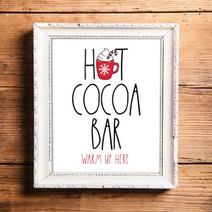 Hot Cocoa Bar Sign, Printable Hot Chocolate Bar Sign, Winter Wedding Signs, Winter Party Decor, Farmhouse Christmas Decor, Digital Download image 1