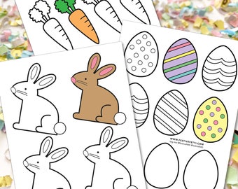 Easter Coloring Pages for Kids, Bunny Coloring Page, DIY Easter Garland, Easter Eggs to Paint, Spring Coloring Page, Kids Activity Printable