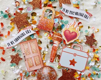 Confettis Show Biz Era : décorations de fête orange, menthe, or pour les anniversaires