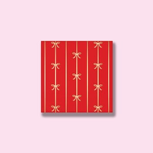 Gold Bow Napkins, Coquette Christmas, Red Napkins with Bows, Elegant Christmas Party, Coquette Party Napkins