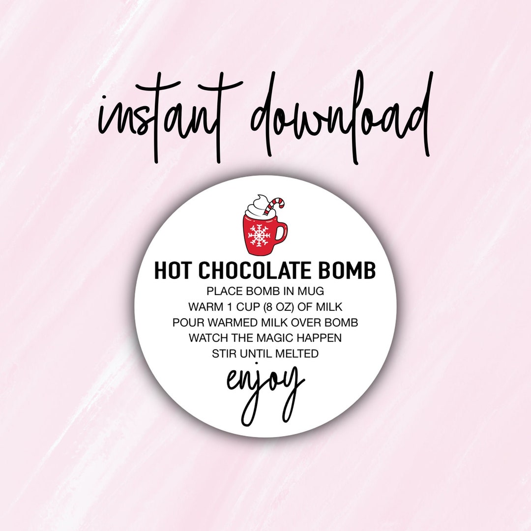 Hot Chocolate Bomb Tag, Printable Hot Cocoa Bomb Labels, Hot Cocoa Gift Tags, Hot Cocoa Bomb Tag Instructions, Instant Download - Etsy for Free Printable Hot Chocolate Bomb Tags