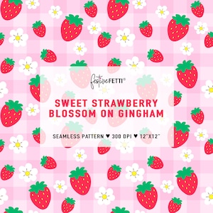 Strawberry Paper, Strawberry Fruit Pattern File, Seamless, Strawberry Pattern PNG, Summer Berry Pattern, Strawberry Blossom, Commercial Use