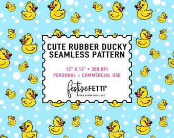 Modèle sans couture de canard en caoutchouc jaune - Conception de surface illustrée à la main