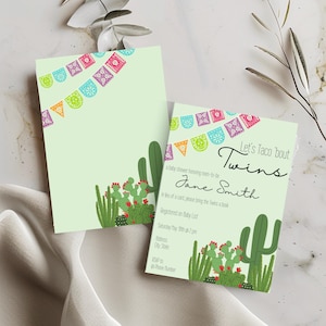Taco &#39;Bout a Baby Baby Shower Invitation, Editable Invite, Twin Baby Shower, Digital Download, Fiesta Theme, Gender Neutral