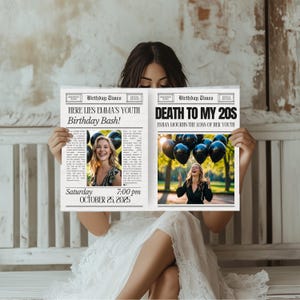 Modèle de journal d'anniversaire, mort à 20 ans, modèle 30e anniversaire, journal 25e anniversaire, carte d'anniversaire personnalisée