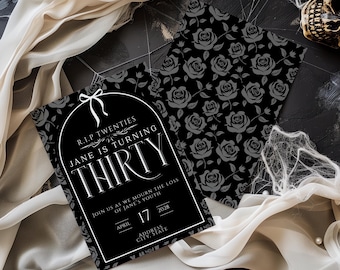 Editable Death To My 20s Party Invite, 30th Birthday Poster, Digital Template, 40th Birthday Invitation, Funeral Invite, Instant Download
