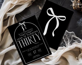 Editable Death To My 20s Party Invite, 30th Birthday Invite, Digital Template, 40th Birthday Invitation, Funeral Invite, Instant Download