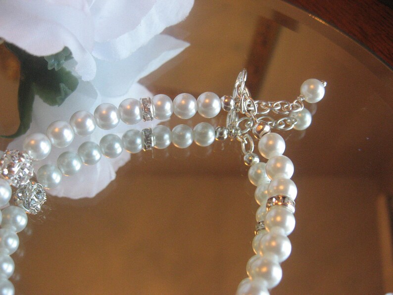 Wedding Jewelry for the Bride or Bridesmaids Wedding Jewelry Set Crystal and Pearl Bracelet and Earring Set in White or Ivory Pearls