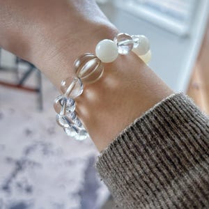 Old crystal melon beads, white crystal and deep-sea seashell beads, single-strand design bracelet, Stress Relief, Rare natural bead bracelet