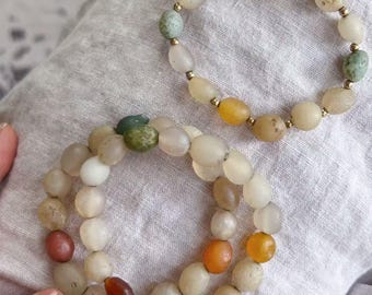 Alxa Gobi Agate Bracelet | natural raw rock | candy heart Ancient Mongolian Gobi Agate Beads | wonder of natural beauty