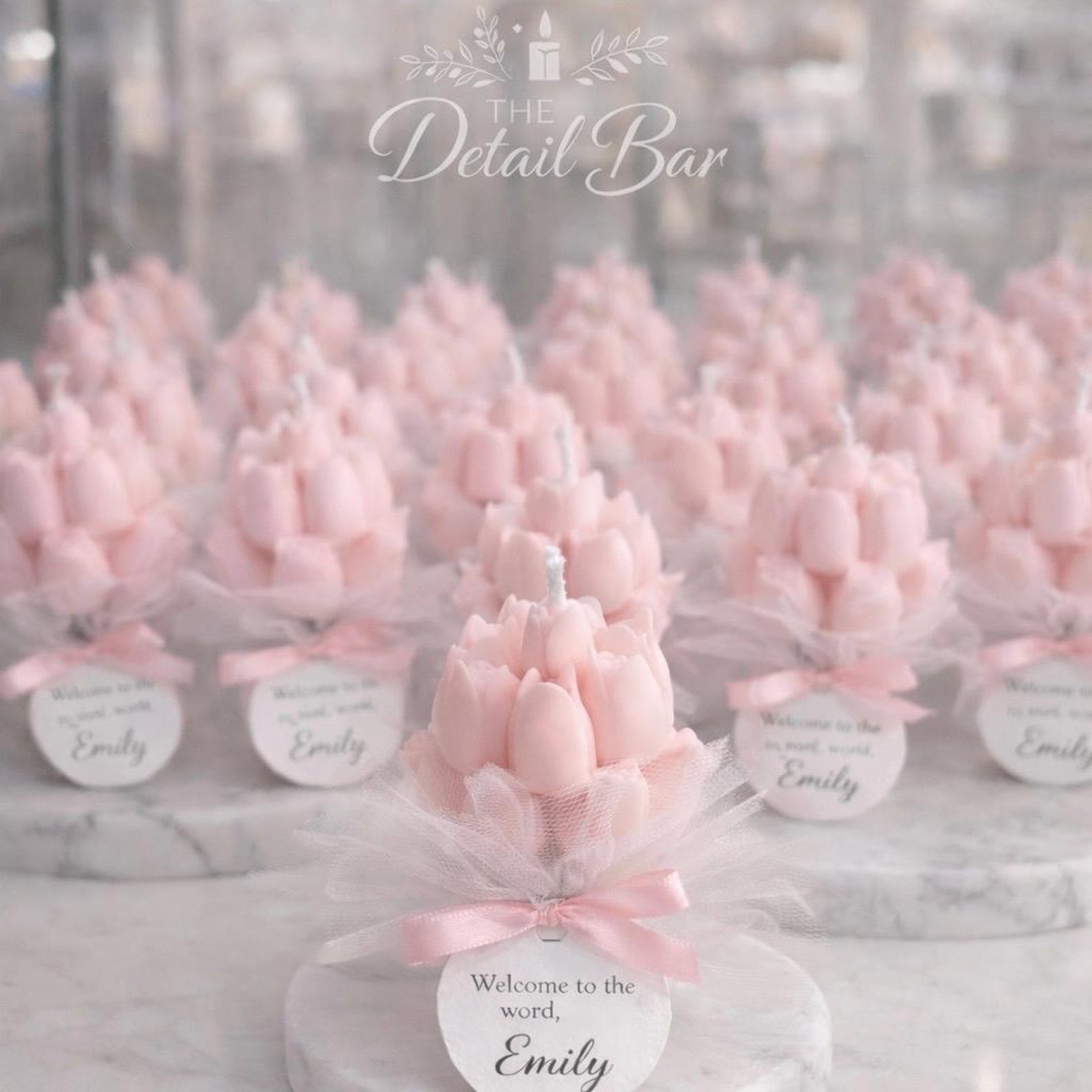 Personalized Tulip Bouquet Soy Candle Favors • Wedding, Bridal Shower ...