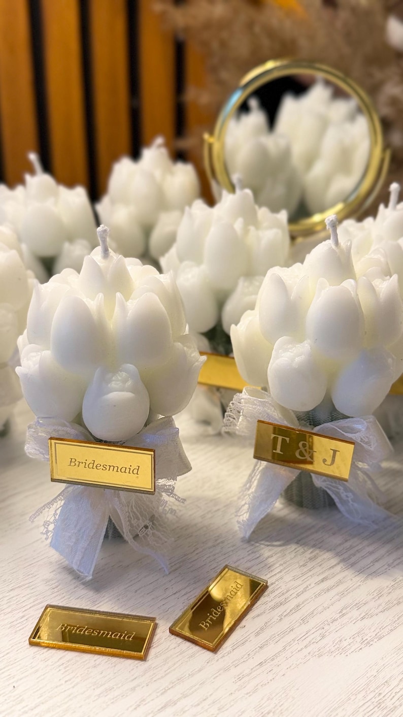 Personalized Tulip Bouquet Soy Candle Favors • Wedding, Bridal Shower ...
