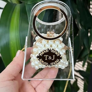 Personalisierte Mini Perle Geldbörse Gunst • Hochzeit, Dusche Andenken