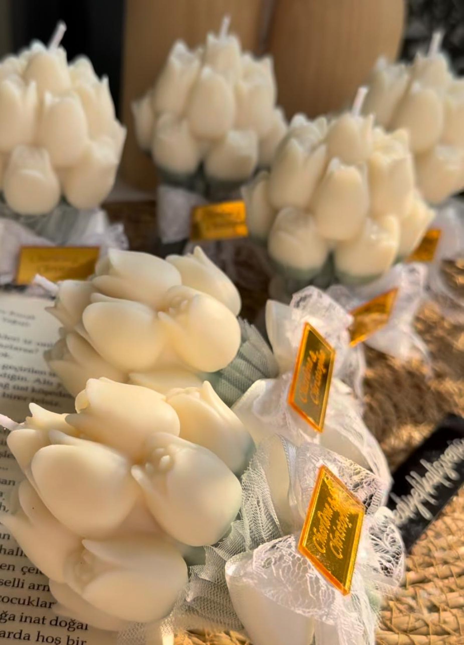 Personalized Tulip Bouquet Soy Candle Favors • Wedding, Bridal Shower ...