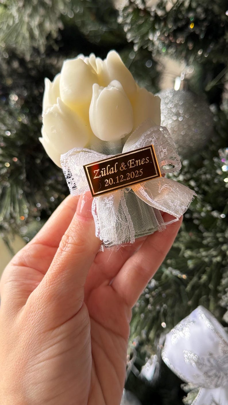Personalized Tulip Bouquet Soy Candle Favors • Wedding, Bridal Shower ...