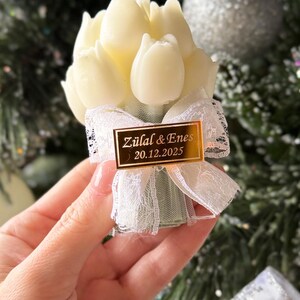 Personalized Tulip Bouquet Soy Candle Favors • Wedding, Bridal Shower ...
