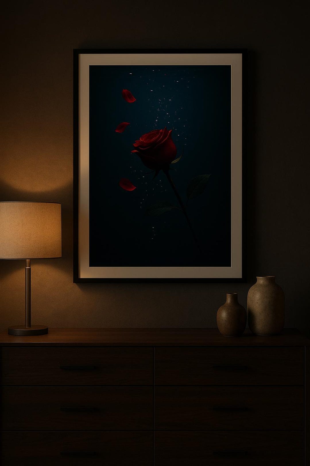 Underwater Rose Wall Art | Moody Red Rose Digital Print | 12x18 Dark ...