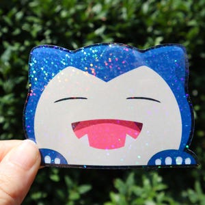 Shiny Snorlax Peeker Sticker: Holographic Laminated Vinyl
