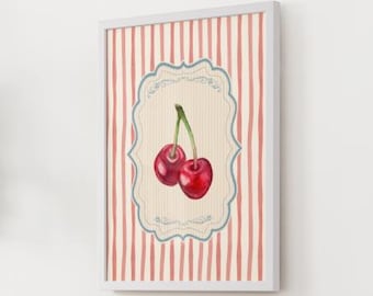 Cherry Wall Art - Vintage Fruit Digital Download Printable Art