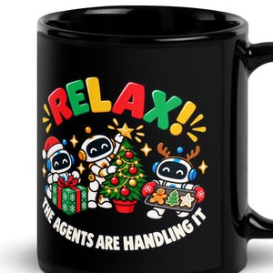 Grappige AI-kerstmok, technisch kerstcadeau, programmeursmok, cadeau voor ontwikkelaars, humoristische AI-agent, Secret Santa-cadeau voor een techcollega