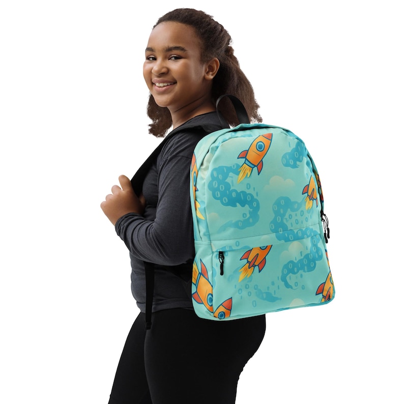 Rocket Code Backpack – Fun Tech-Inspired School Bag with Binary Trail | Back-to-School Backpack for Kids & Teens