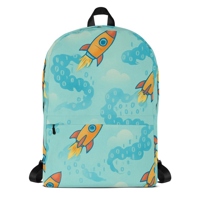 Rocket Code Backpack – Fun Tech-Inspired School Bag with Binary Trail | Back-to-School Backpack for Kids & Teens