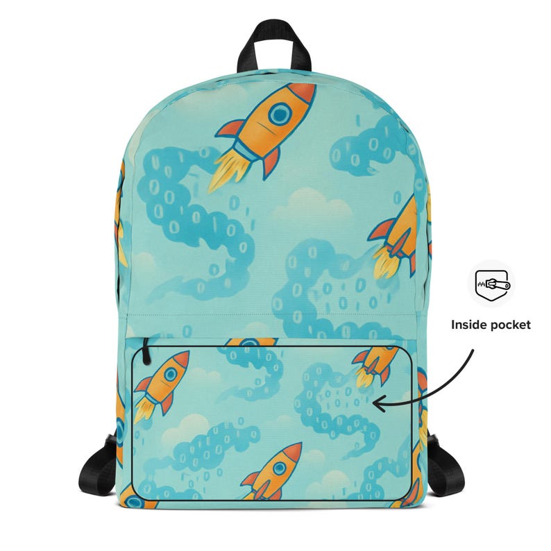 Rocket Code Backpack – Fun Tech-Inspired School Bag with Binary Trail | Back-to-School Backpack for Kids & Teens