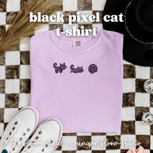 black pixel cat cozy t-shirt  |  stardew valley inspired gift for gamers - comfort colors