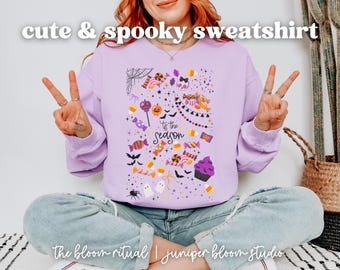 urocza, upiorna bluza na Halloween | przytulny, jesienny sweter z okrągłym dekoltem