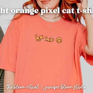 orangefarbenes Pixel-Katzen-T-Shirt |  Stardew Valley inspiriertes Geschenk für Gamer - Komfort Farben