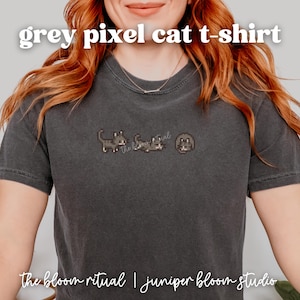 graues Pixel-Katzen-T-Shirt |  Stardew Valley inspiriertes Geschenk für Gamer - Komfort Farben