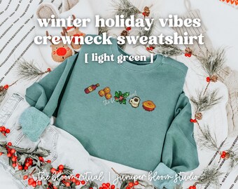 Przytulna bluza z okrągłym dekoltem w stylu pikselowym z motywem zimowych świąt | przytulny prezent dla graczy