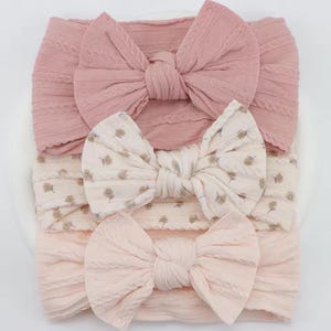 Set of 3 baby headbands – Girls’ hair accessories – Handmade – Birth gift