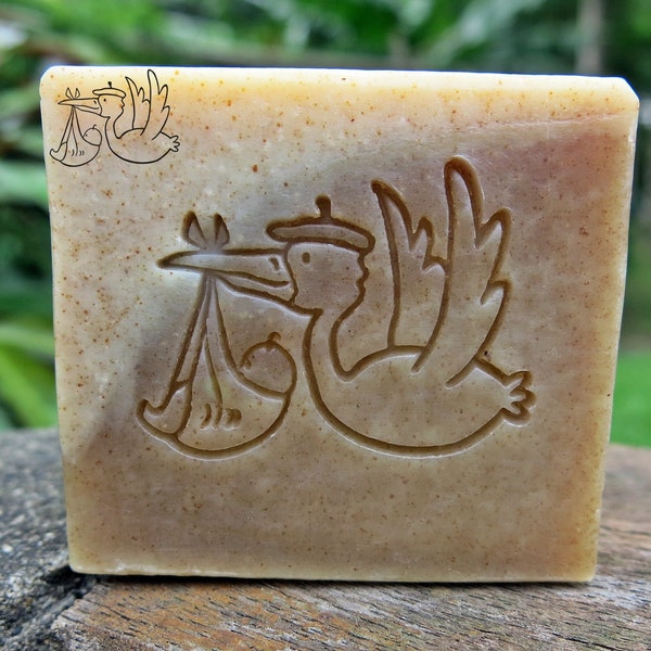 Whimsical Stork Baby Soap Acrylic Soap Stamp/Cookie Stamp/Clay Ceramics Pottery Stamp/Paper Stamp