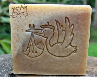 Whimsical Stork Baby Soap Acrylic Soap Stamp/Cookie Stamp/Clay Ceramics Pottery Stamp/Paper Stamp