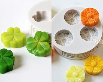 Mini Lucky Clover Mini Daisy / 3 Cavité Silicone Savon Moule / Bougie Moule / Résine Moule / Argile Moule