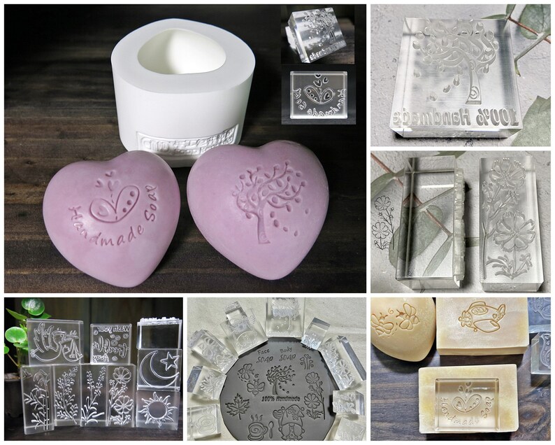 Happiness with Handmade Soap Acrylic Soap Stamp/Cookie Stamp/Clay Ceramics Pottery Stamp image 8