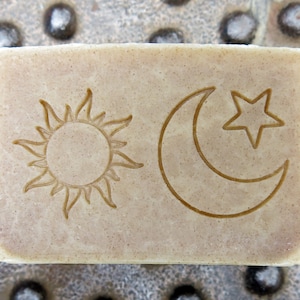 Timbro per sapone acrilico Sole, Luna/Timbro per biscotti/Timbro per ceramica/Timbro di carta