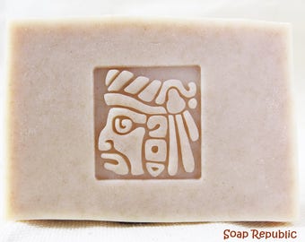 Aztec Warrior Face Acrylic Soap Stamp / Cookie Stamp / Clay Stamp