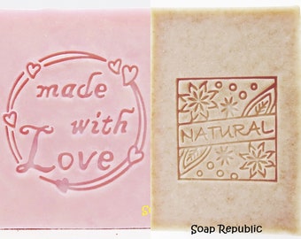 NATURAL/Made with love Acrylic Soap Stamp/Cookie Stamp/Clay Stamp/Pottery Stamp/Paper Stamp