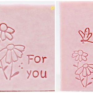 For you with Flowers / Dragonfly and Flowers Acrylic Soap Stamp / Cookie Stamp / Clay Stamp/Fondant stamp/Pottery stamp