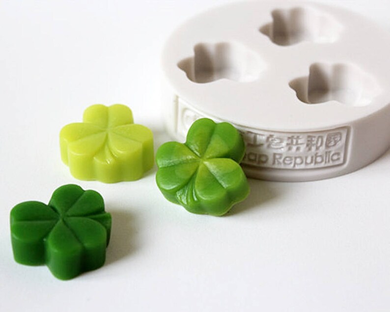 Mini Lucky Clover Mini Daisy / 3 Cavity Silicone Soap Mold / Candle Mold / Resin Mold / Clay Mold image 3