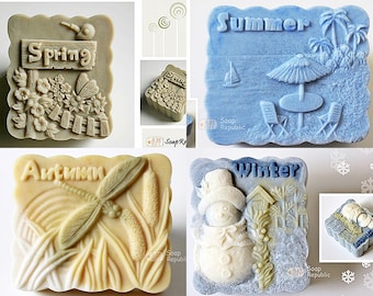 Four seasons Spring / Summer / Autumn / Winter / Silicone Soap Mold / Candle Mold