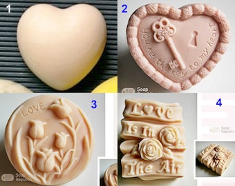 3D Love Heart Shape /  You're the key / Tulip + Love / Love is in the Air Silicone Soap Mold / Candle Mold
