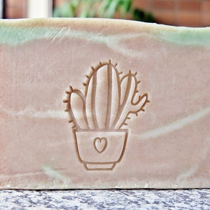 Timbro acrilico con fiori di cactus / Timbro per sapone / Timbro per fondente / Timbro per biscotti/Timbro per ceramica in argilla / Timbro di carta