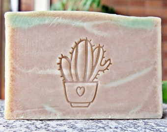 Cactus Flowers Acrylic stamp / Soap stamp / Fondant stamp / Cookie stamp/Clay Pottery Ceramics stamp/ Paper stamp