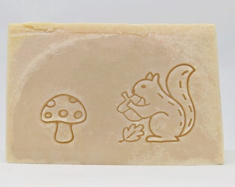 Squirrel/Mushroom Acrylic Soap Stamp/Cookie Stamp/Clay Pottery Ceramic Stamp/Paper Stamp