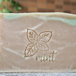 Mint herb Acrylic Soap Stamp/Cookie Stamp/Clay Pottery Ceramic Stamp/Paper Stamp
